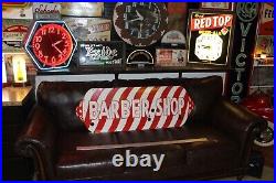 Rare Barber Shop Porcelain Metal Neon Sign Skin Pole Hair Gas Oil Marvy Men Room