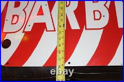 Rare Barber Shop Porcelain Metal Neon Sign Skin Pole Hair Gas Oil Marvy Men Room