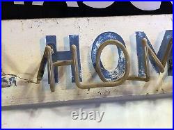 Rare Early BROWN FUNERAL HOME Sign Vintage BLUE NEON Old Antique MORTICIAN