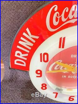 Rare Original Vintage 1947 Cleveland Neon Coca Cola Coke Clock Sign Working
