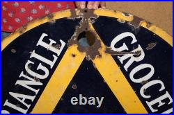 Rare Vintage 1930's Triangle Grocers Association 30 Porcelain Metal Neon Sign