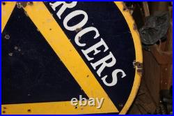Rare Vintage 1930's Triangle Grocers Association 30 Porcelain Metal Neon Sign