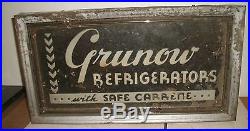 Rare Vintage 1930s Grunon Refrigerators Electric Neon Light Advertising Sign