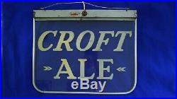 Rare Vintage 1940s CROFT ALE SIGN -GLASS WITH LIGHT. NEON PR0DUCTS, LIMA, OHIO