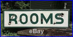 Rare Vintage 1950's ROOMS Hotel Motel Double Sided Neon Painted Metal Sign 40