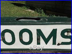 Rare Vintage 1950's ROOMS Hotel Motel Double Sided Neon Painted Metal Sign 40
