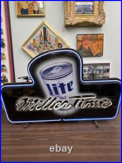 Rare Vintage 80s/90s Miller Lite Miller Time Neon Beer Sign Original Working