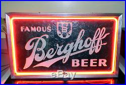 Rare Vintage Antique 1930s Berghoff Beer Electric Neon Lighted Advertising Sign