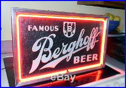 Rare Vintage Antique 1930s Berghoff Beer Electric Neon Lighted Advertising Sign