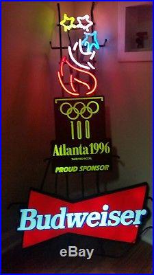 Rare Vintage Atlanta 1996 Olympics Budweiser Collectible Neon Sign