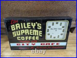 Rare Vintage Bailey's Supreme Coffee Neon Sign & Clock