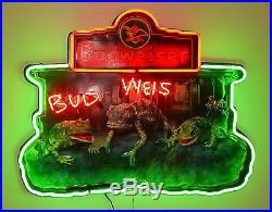Rare Vintage Budweiser Frogs Lizard Neon bar sign Animated Moving BUD WEIS ER