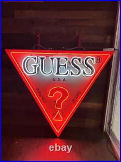 Rare Vintage GUESS Jeans Neon Sign 5'x5'x5' Massive & Working Rare Vintage GUESS Jeans Neon Sign 5'x5'x5' Massive & Working