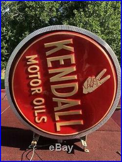 Rare Vintage Kendall Motor Oil Neon Round Double sided sign Original Works