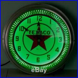 Rare Vintage Large Texaco Neon Spinner Wall Clock Pinwheel Gas Sign! Works