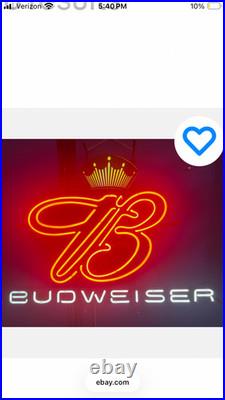 Rare Vintage Neon Budweiser Sign with Crown and Scroll B. 30.5