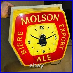 Rare Vintage Neon Lighted Molson Beer Sign Clock (Working)