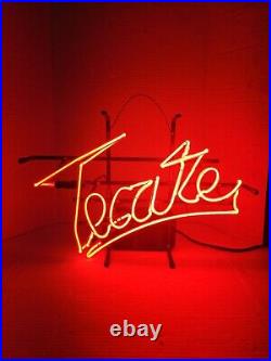 Rare Vintage Red Neon Handwritten Cursive Tecate Beer Sign Tested Works Great