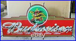 Rare Vintage Script Budweiser with Lighted Eagle Neon Sign 48