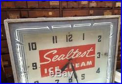Rare Vintage Sealtest Ice Cream Neon Advertising Clock