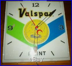 Rare Vintage Valspar Paint Store Sign Electric Wall Clock Neon Products Inc USA