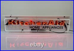 Rare Vtg Kitchen Aid Neon Light Up Store Display Advertising Sign 36 X 10