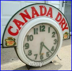 Rare Working Vintage Original Canada Dry Clock, Electric Neon Sign Co, Cleveland