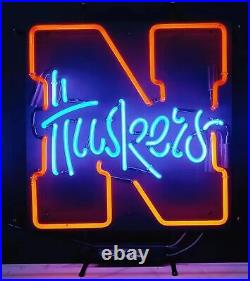 Real Neon Glass Tubes Huskers In Blue Light Bar Room Wall Sign Vintage Style