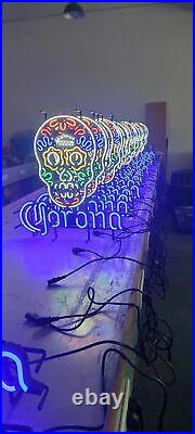 Real Neon Glass Tubes Huskers In Blue Light Bar Room Wall Sign Vintage Style