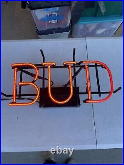 Real Rare Glass Vintage Budweiser Beer Electric Signs BUD Neon Sign Circa 1950s