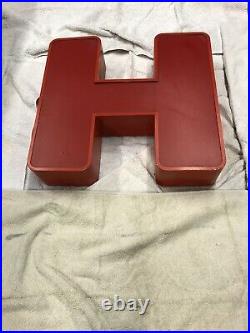 Real VINTAGE INDUSTRIAL ILLUMINATED SHOP SIGN WALL ART, LETTER H, large neon Sign