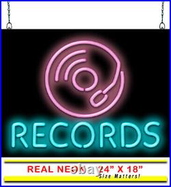 Records Neon Sign Jantec 24 x 18 Music Store Shop Vintage 50's CD Old