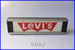 Reverse Painted Glass Levis Advertising Sign NPI Neon Products Vintage Antique