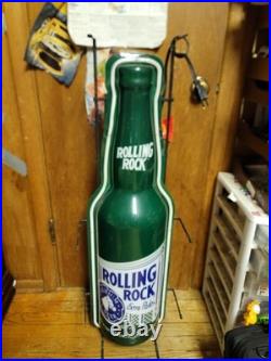 Rolling Rock Neon Beer Sign Barwear Mancave Bottle Green VTG Extra Pale