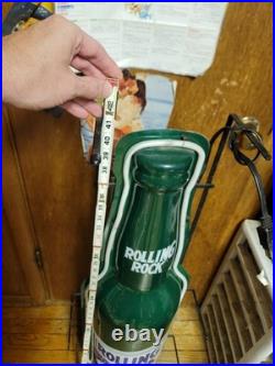 Rolling Rock Neon Beer Sign Barwear Mancave Bottle Green VTG Extra Pale