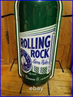 Rolling Rock Neon Beer Sign Barwear Mancave Bottle Green VTG Extra Pale