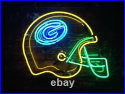 Rugby Football Helmet Vintage Neon Sign Display Glass Night Wall 20