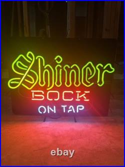 Shiner Bock On Tap Beer Texas 27x22 Neon Sign Wall Decor Vintage Original