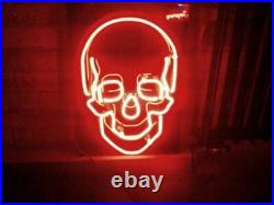 Skull Red Display Real Glass Neon Light Sign Vintage Cave Decor