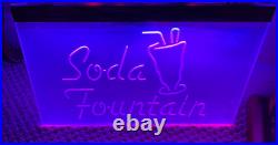 Soda Fountain Neon Sign Jantec 12 x 18 Vintage Look Hot Pink With Some Blue