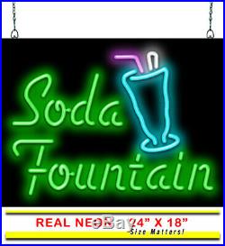 Soda Fountain Neon Sign Jantec 24 x 18 Ice Cream Diner Vintage 50's Shop