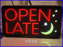 TECART Vintage OPEN LATE Light Up Sign For Wall Or Door