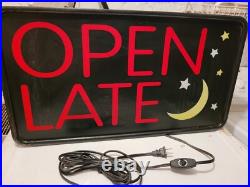 TECART Vintage OPEN LATE Light Up Sign For Wall Or Door