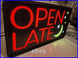 TECART Vintage OPEN LATE Light Up Sign For Wall Or Door