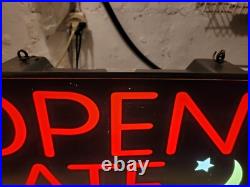 TECART Vintage OPEN LATE Light Up Sign For Wall Or Door