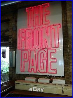 THE FRONT PAGE 1986 Vintage Neon and White Theater Sign on Dimmers