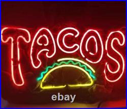 Tacos Sandwich Neon Signs Vintage Style Apartment Bar Glass Decor Lamp 19x15