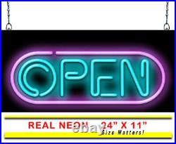 Techno Open Neon Sign Jantec 24 x 11 Barber Bar Vintage Club Party Cafe
