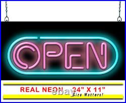 Techno Open Neon Sign Jantec 24 x 11 Vintage Open Neon Light Retro Diner