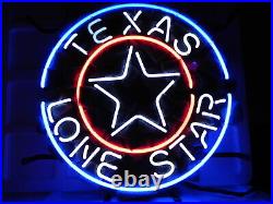 Texas Lone Star Neon Sign Vintage Display Real Glass Eye-catching Man Cave